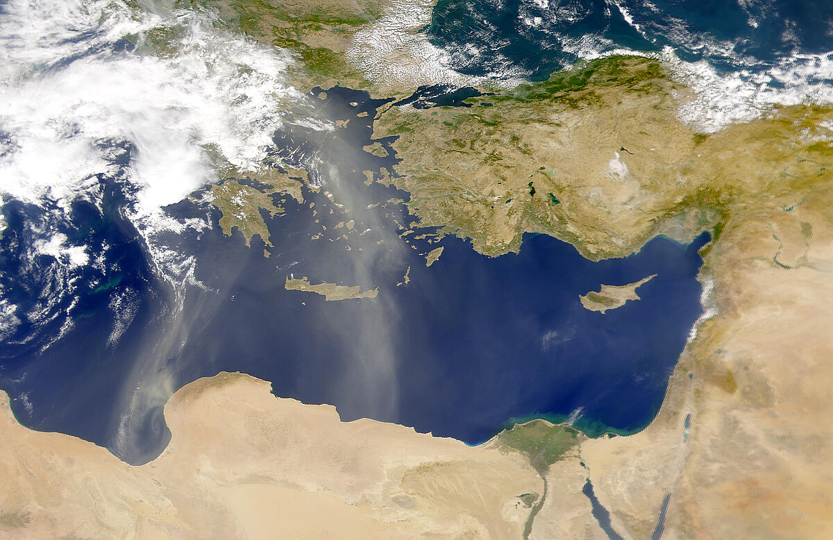 Satellite view of the Eastern Mediterranean, Anatolia, Cyprus, the Levant and Egypt